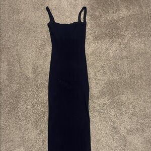 Black, bodycon, Midi dress, backless, ribbed, Zara dress.